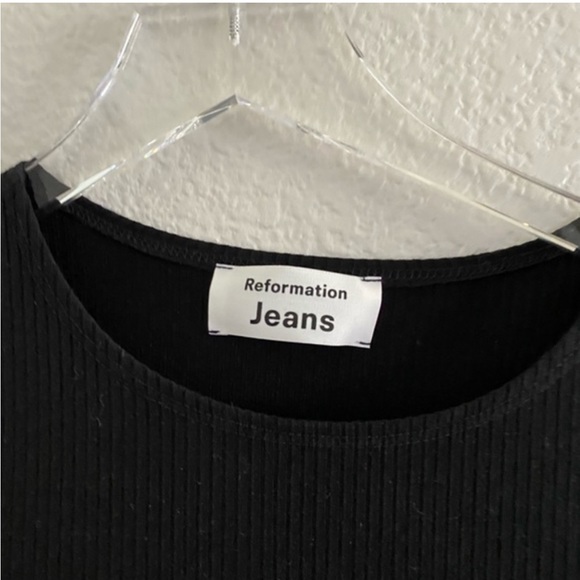 Reformation Black Ribbed Knit wrap Dress B706 - Picture 4 of 5